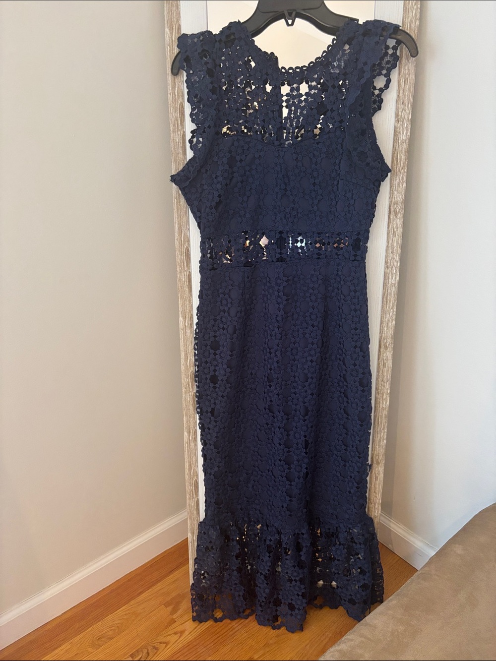 Petal & Pup Navy Crochet Lace Maxi Dress